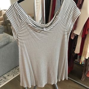 Striped Flowy Off The ShoulderTop